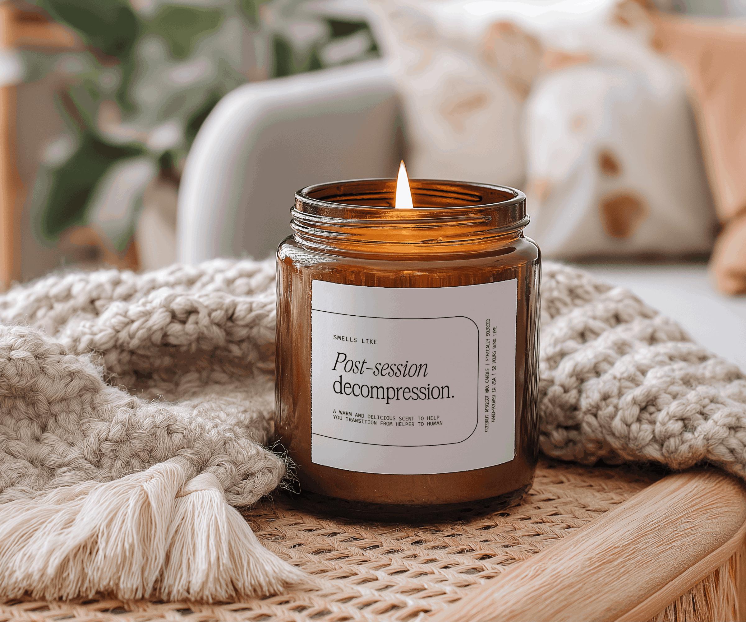 Post Session Decompression Candle Gift for Therapist Counselor