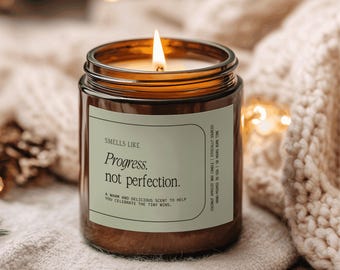 Progress Not Perfection Candle Celebrate Small Wins Self Care Encouragement Gift Therapy Office Decor