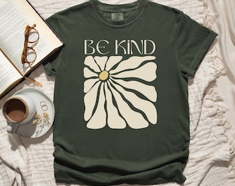 Komfort-Farben sind Art Retro Tshirt Groovy Blumen-abstraktes botanisches Kindess Tshirt verbreiten Freundlichkeit positive Nachricht Inspirational Shirt