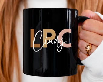 Therapist Graduation Gift Mug Personalized Name & Credentials | LCSW LPC MSW Counselor Grad Gift | Custom Therapist Mug