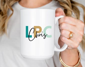 Personalized Therapist Graduation Mug | Custom Name & Credentials Gift for Counselor or Social Worker