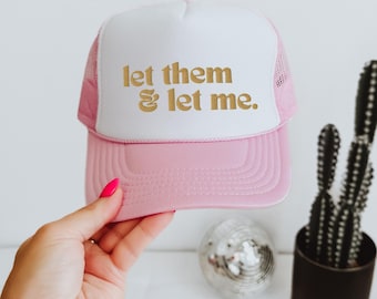 Haftowana czapka z daszkiem "Let Them And Let Me" z cytatem o dbaniu o siebie, prezent na zdrowie psychiczne, prezent na wsparcie emocjonalne, czapka terapeutyczna, czapka z daszkiem "Let Them"