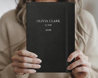 Personalized Therapist Notebook with Name & Credentials | Minimalist LCSW LMFT LPCC Journal | Custom Mental Health Notebook