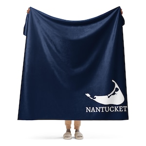 Nantucket Island | Massachusetts MA | Sherpa Throw Blanket | Home Gifts | Nantucket Collection