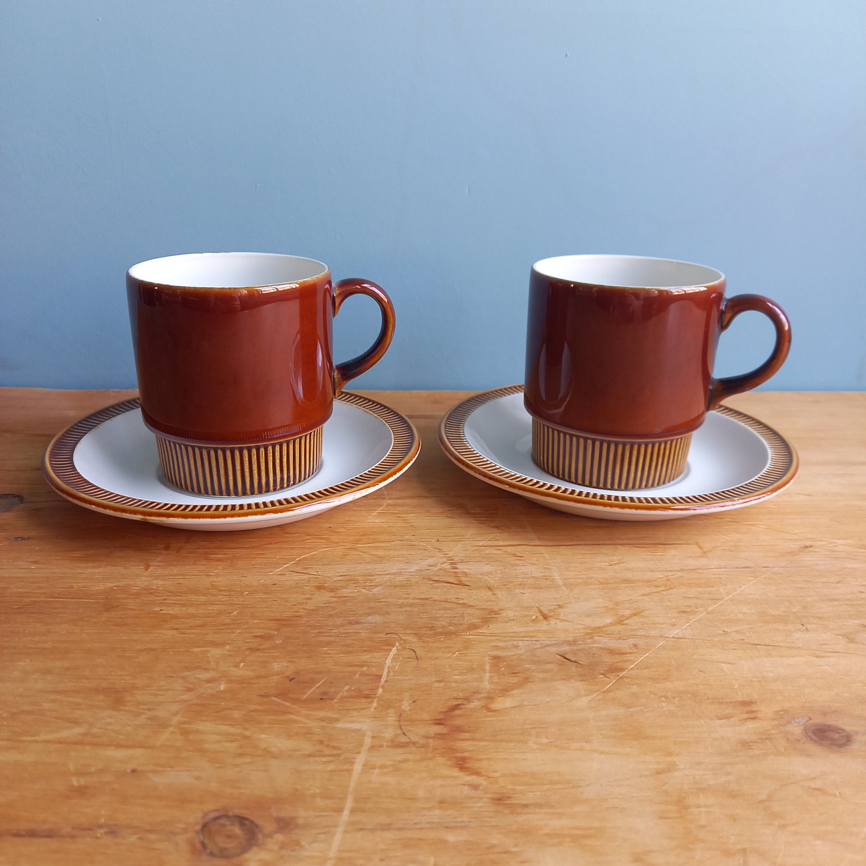 Poole Pottery Chestnut Pattern Cup and Saucer 