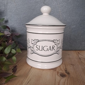 Hornsea Acanthus retro Art Nouveau style sealed sugar cannister; retro kitchen storage; modern retro kitchenalia; Hornsea pottery sugar jar