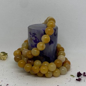 8 mm Yellow Jade Beaded Crystal Stretchy Beaded Bracelets