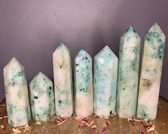 Phoenix Stone Chrysocolla Polished Crystal Tower Carvings ( YOU CHOOSE )