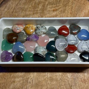 Crystal Mini Heart Carvings Love Pocket Stone in Multiple Mineral Varieties, Quartz, Labradorite, Pyrite, Tigers Eye, Howlite, Aventurine
