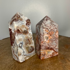 3 Inch Mexican Crazy Lace Agate Polished Crystal Tower Carving, Carved Agate Mineral Obelisk