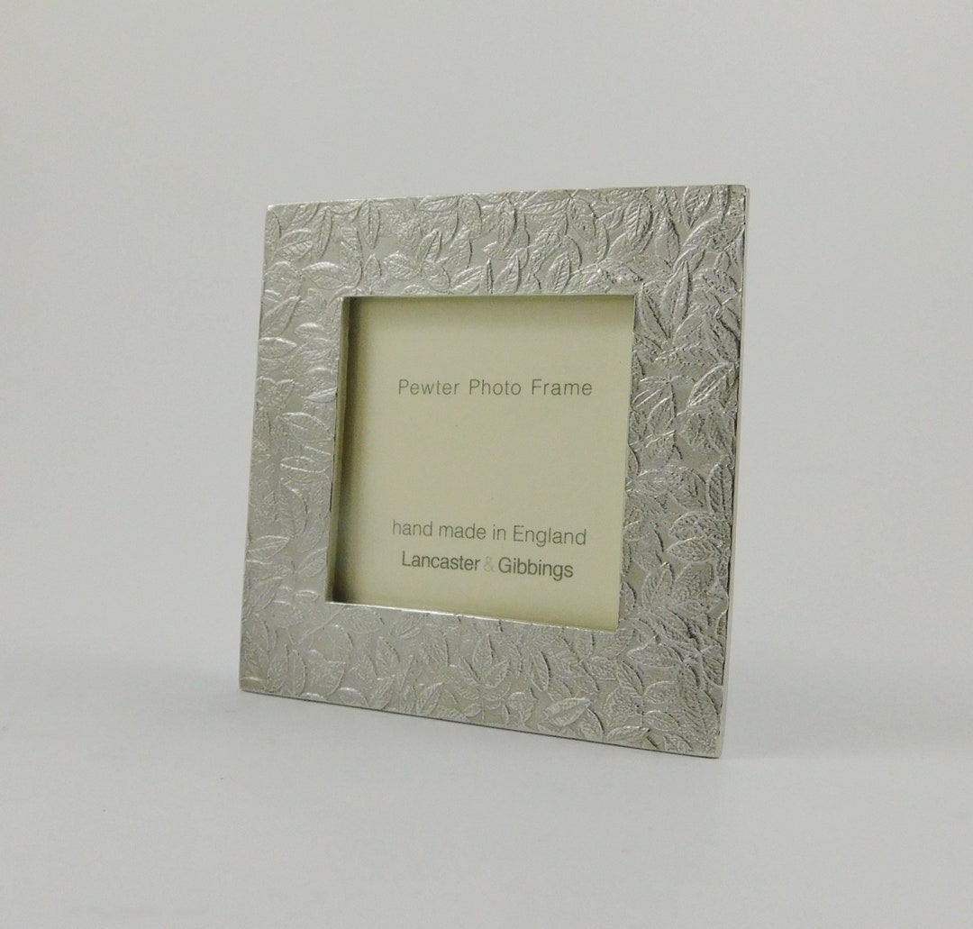 English Pewter 'hedgerow' Design Miniature Square Photo Frame Made in ...