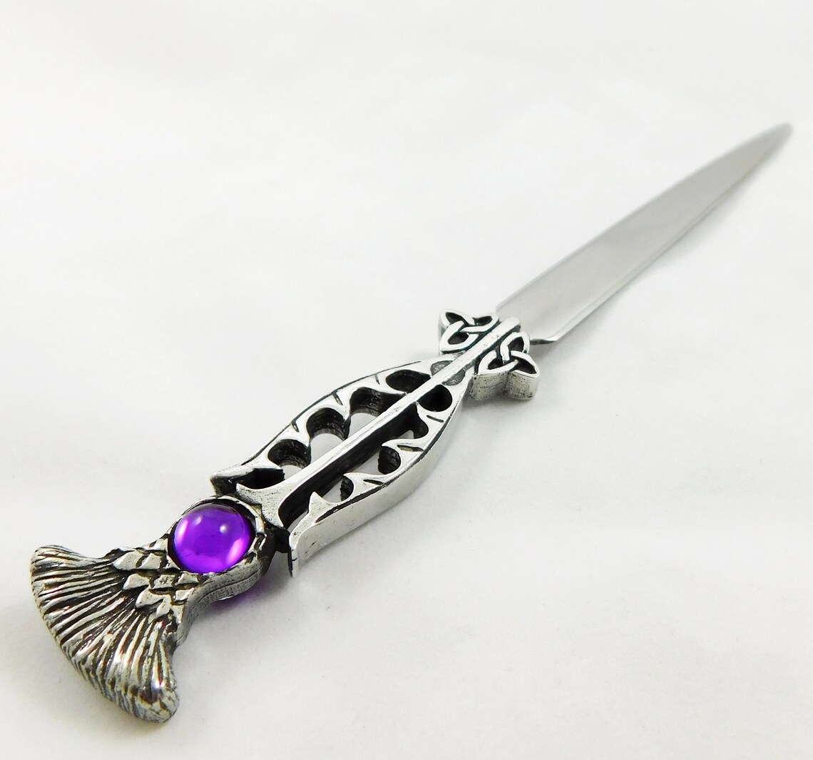 Scottish Thistle Design Handcrafted Pewter Paper Knife Etsy France
