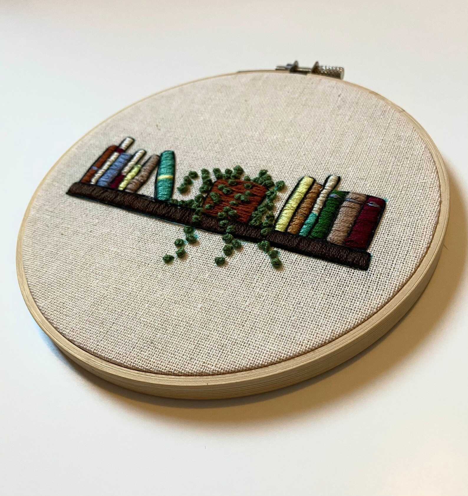Bookshelf embroidery hoop art  etsy Bookshelf embroidery hoop art  etsy