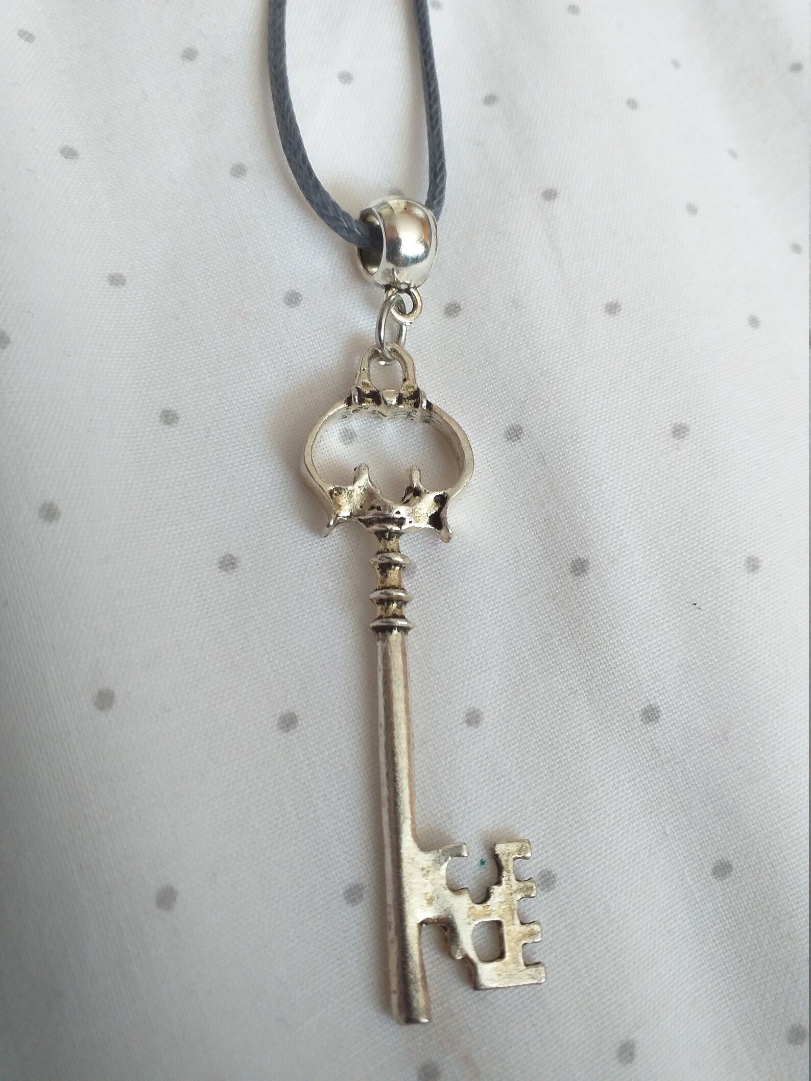 Large key necklace on grey cord. Witches key for receiving Etsy