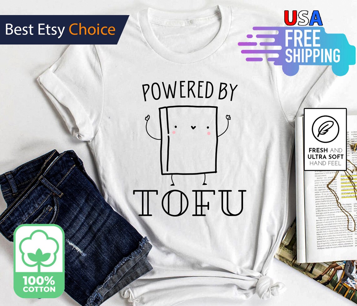 Tofu tshirt Powered by Tofu shirt vegan gift vegan shirt Etsy