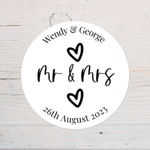 Mr & Mrs Wedding Labels | Personalised Wedding Favour Stickers | Wedding Thank You Labels | Custom Circular | 37mm | 64mm