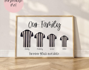 Football Shirt Family Print | Personalised Surname Wall Art | Custom Print | Gift Idea | Home Decor | A4 | 8x10 | A3