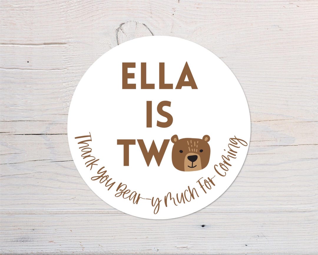 Bear 2nd Birthday Labels | Personalised Children’s Party Favours ...