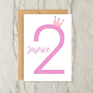 2ème carte d'anniversaire | de voeux personnalisée pour filles | Carte d'âge personnalisée | Anniversaire Fille | carte numérique | A6 | 5 x 7
