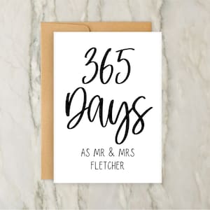365 giorni come marito e moglie / 1° anniversario di matrimonio / biglietto di auguri personalizzato / anniversario / amore / coppia / A6 / 5x7