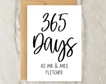 365 Days As Husband & Wife Card | 1st Wedding Anniversary | Personalised Greeting Card | Anniversary | Love | Couple | A6 | 5x7