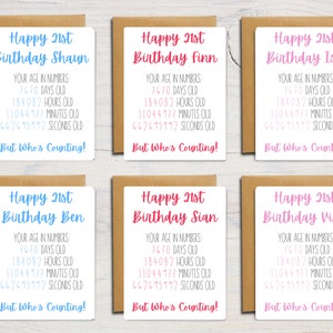 Biglietto di auguri per il 21° compleanno / Biglietto di auguri personalizzato con l'età in numeri / Biglietto personalizzato / A6 / 5x7