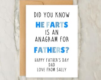 He Farts Anagram Father’s Day Card | Personalised Greeting Card | Custom Card | A6 | 5x7