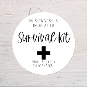 Survival Kit Wedding Labels | Personalised Wedding Favour Stickers | Wedding Thank You Labels | Custom Circular | 37mm | 64mm