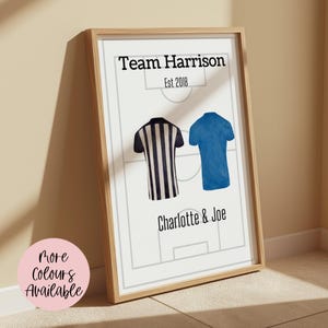 Football Shirt Print | Sporting Rivalry | Personalised Couple Wall Art | Couples Home Decor | Football Team | Gift Idea | A4 | 8x10 | A3