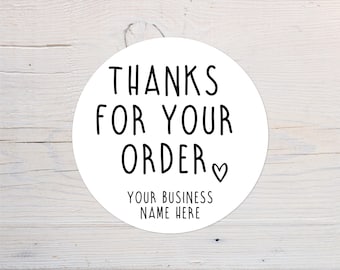 Thank You For Your Order Labels | Personalised Business Labels | Circular | Small Business | Heart | Round | 37mm | 64mm | Stickers