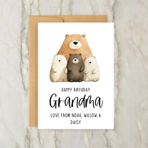 carte d'anniversaire ours | Grand-mère | Grand-mère | Grand-mère | Nan | Maman | Carte de voeux personnalisée | carte personnalisée | A6 | 5 x 7
