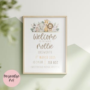Stampa Safari per neonati / Decorazioni per la casa personalizzate / Decorazioni murali personalizzate / Animali / Idee regalo / Decorazioni per la cameretta dei bambini / A4 / 8x10 / A3