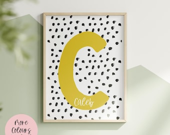 Spotty Initial & Name Print | Personalised Wall Art | Children’s Decor | Bedroom | Nursery | Playroom | Gift Idea | 6x4 | A5 | A4 | 8x10 |A3