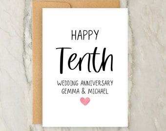 Happy Tenth Wedding Anniversary Card | Personalised Greeting Card | 10th Anniversary Card | Wedding | A6 | 5x7