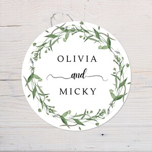 Wreath Wedding Labels | Personalised Wedding Favour Stickers | Wedding Thank You Labels | Custom Circular | 37mm | 64mm