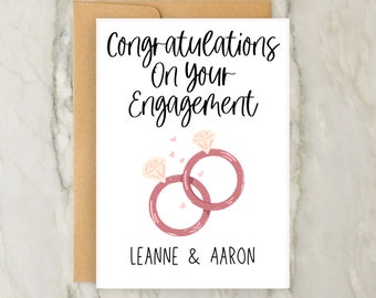 Congratulations On Your Engagement Card | Personalised  Greeting Card | Engagement | Love | Couple | Rings | A6 | 5x7
