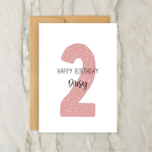2ème carte d'anniversaire | de voeux personnalisée pour fille | carte numérique personnalisée | A6 | 5 x 7
