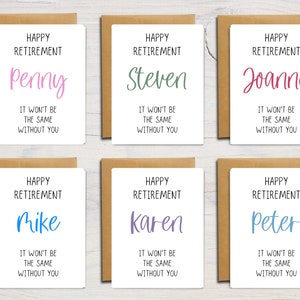 Ce ne sera plus la même chose sans votre carte de retraite | Carte de voeux personnalisée | Carte de départ | Bonne retraite | A6 | 5 x 7