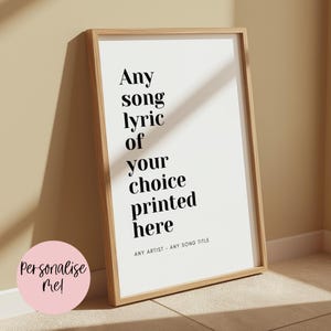 Song Lyric Print | Personalised Music Print | Custom Home Decor | Wall Art | Gift Idea |  A4 | 8x10 | A3