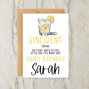 Cartão de Aniversário Gincident | Cartão de Saudações Personalizado | Cartão Personalizado | Cartão para Ele | Cartão para Ela | Cartão com Bebidas Alcoólicas | A6 | 5x7
