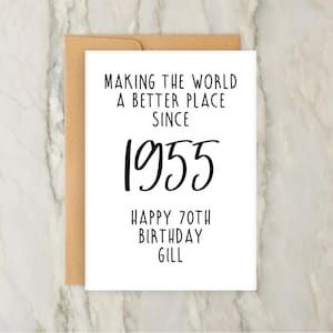Faire un monde meilleur depuis son 70e anniversaire | Carte de voeux personnalisée | carte personnalisée | Soixante-dixième | A6 | 5 x 7