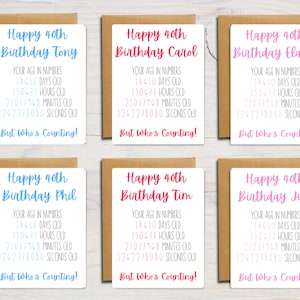 40th Birthday Card | Personalised Age In Numbers Greeting Card | Custom Card | A6 | 5x7