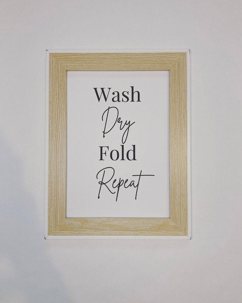 Wash Dry Fold Repeat Laundry Print | Utility Room Wall Art | Home Decor ...