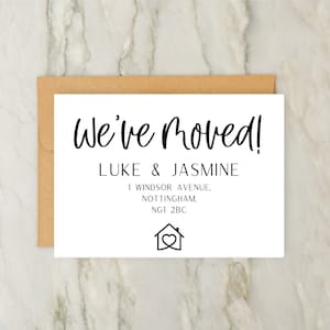 Wir sind umgezogen | Ich bin umgezogen | Wir ziehen um Ich ziehe um | Personalisierte Adressänderungskarten | Neues Haus | DIN A6