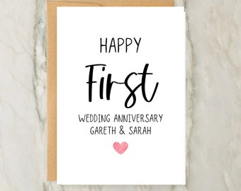 Happy First Wedding Anniversary Card | Personalised Greeting Card | 1st Anniversary Card | Wedding | A6 | 5x7