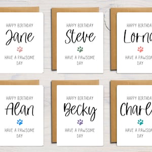Passez une belle carte d'anniversaire | Carte de voeux personnalisée | Carte personnalisée pour amoureux des chiens | Empreinte de patte | Nom | A6 | 5 x 7