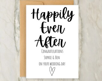 Biglietto &quot;E vissero tutti felici e contenti&quot; / Sig. e Sig.ra / Sig.ra Sig. / Biglietto di auguri personalizzato / Giorno del matrimonio personalizzato / Nome / A6 / 5x7
