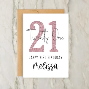 21e verjaardagskaart | Gepersonaliseerde wenskaart | Aangepaste kaart | Kaart voor haar | Eenentwintigste verjaardag | A6 | 5x7
