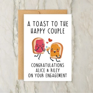 Un brindis por la feliz pareja Tarjeta de compromiso / Tarjeta de felicitación personalizada / Compromiso / Amor / Pareja / Tarjeta de celebración / A6 / 5x7