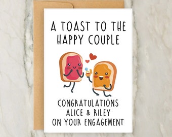 A Toast To The Happy Couple Engagement Card | Personalised Greeting Card | Engagement | Love | Couple | Celebration Card | A6 | 5x7